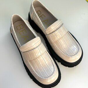 Matisse Beach Laguna Croc-Embossed Bone Platform Loafers